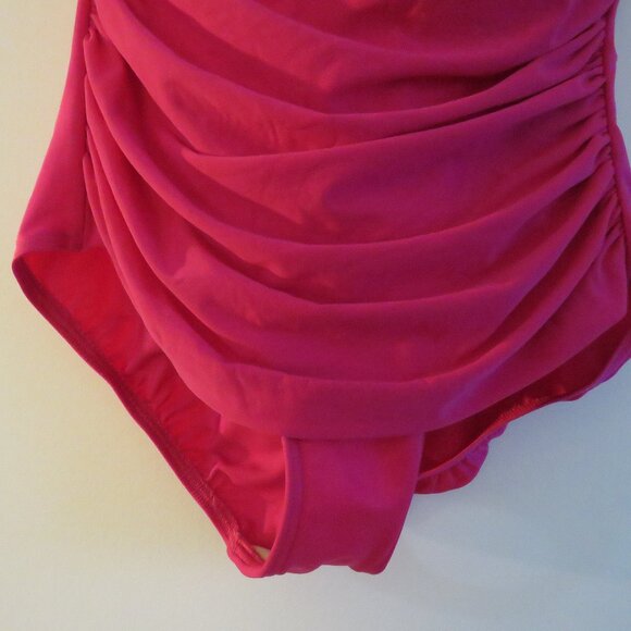 MIRACLESUIT Rialto Hot Fuchsia Pink Ruched Slimming One Piece Swimsuit - Size 16 - Picture 6 of 15